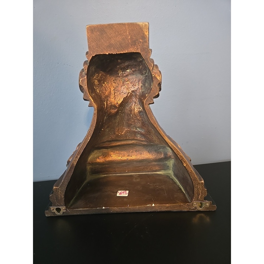 Vintage Wall Shelf Sconce Scrolls Leaves Copper Tone Green Antique Look 11"x11" - Picture 10 of 10